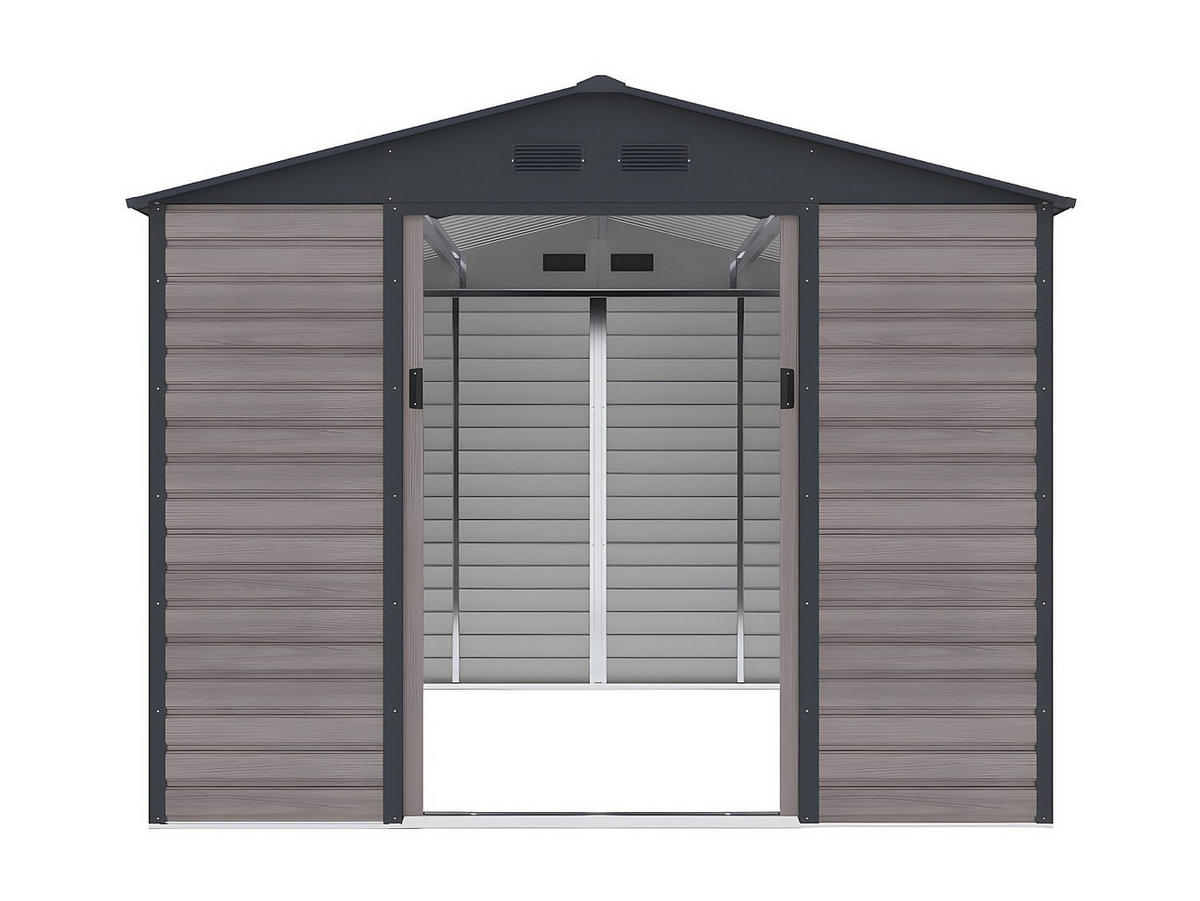 SCHREBERGARTENHAUS - 267 cm x 309 cm - metall - anthrazitgrau, naturfarben dunkel Adelmo - Grau, Metall (267/221/309cm) - Vente-Unique