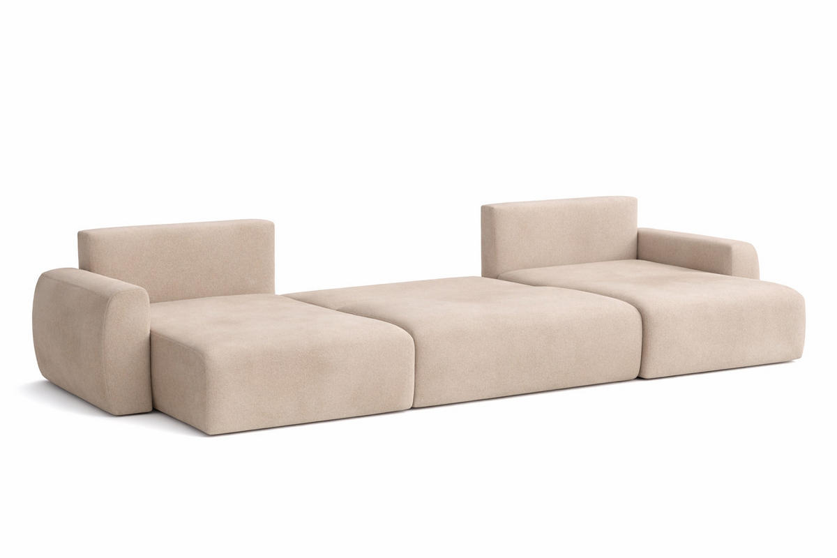 ECKSOFA Mit Schlaffunktion Und Bettkasten U-Form Ariel U, Veloursstoff Salvador, Beige - Beige, Holz (342/142cm) - Kaiser Möbel