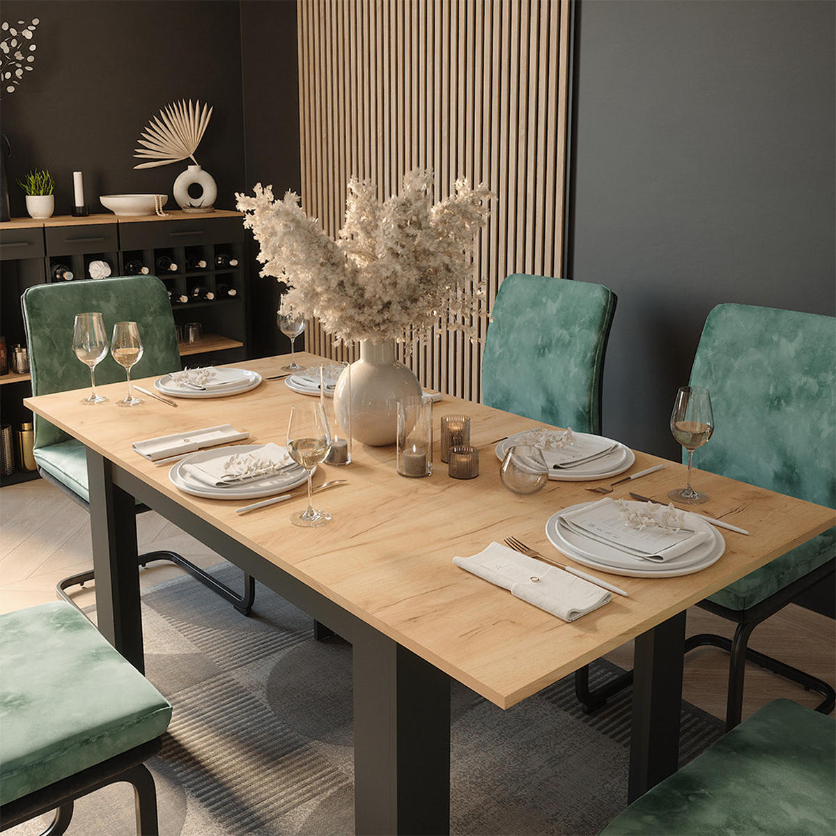 JÍDELNÍ STŮL Repose Antracit/zlatý dub - antracitová, kompozitní dřevo (80/160/76cm) - Vicco