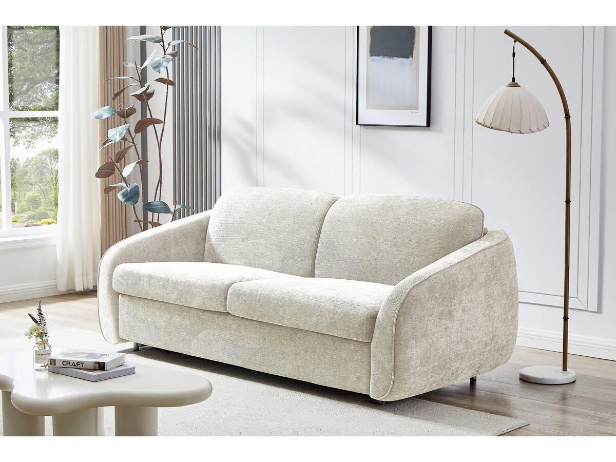 SCHLAFSOFA Laurie Beige - Beige, Textil/Metall (202/85/107cm) - Habitat Garten