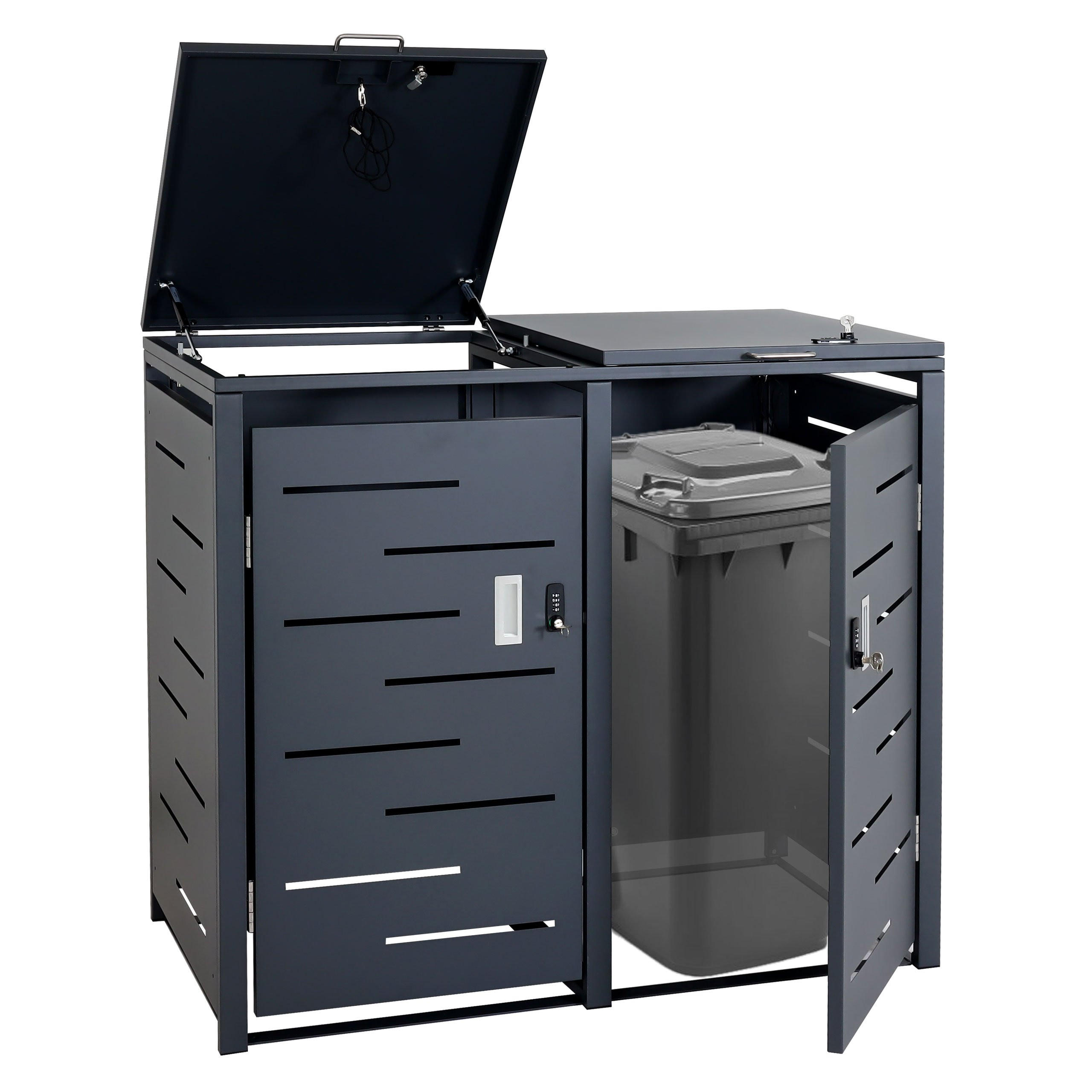 MÜLLTONNENBOX 2er 103x115x63cm erweiterbar Anthrazit - Anthrazit, Metall (115/103/63cm) - PROREGAL