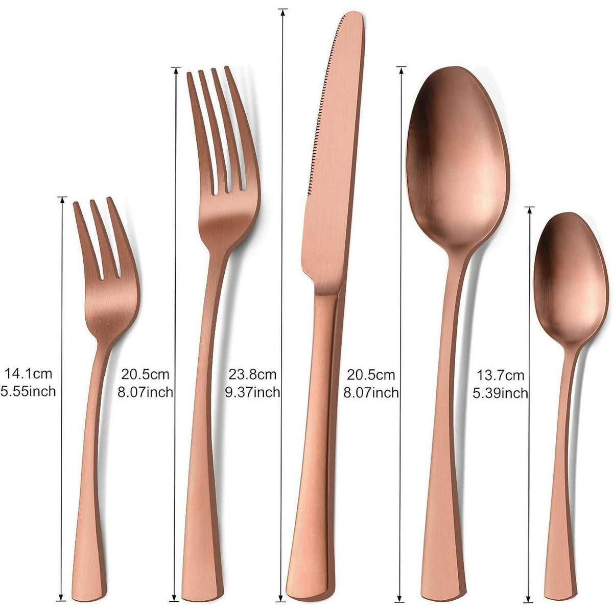 BESTECKSET 30-teilig Roségold Matt Edelstahl - Bronzefarben, Metall