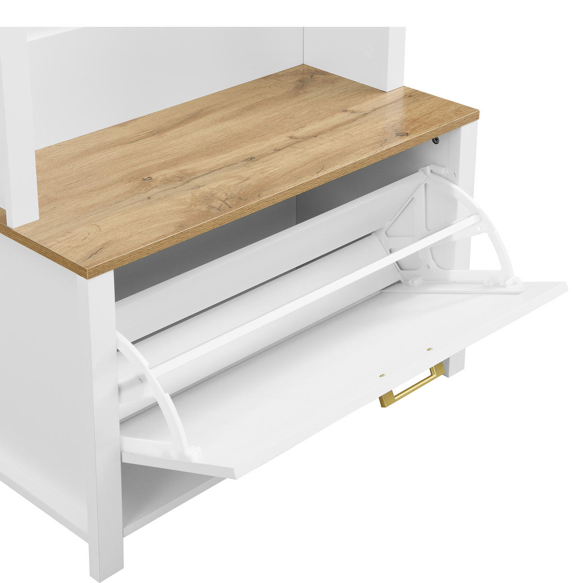 GARDEROBE Schuhregal Haken MDF - Weiß, Holz (75/195/35cm) - Fortuna Lai