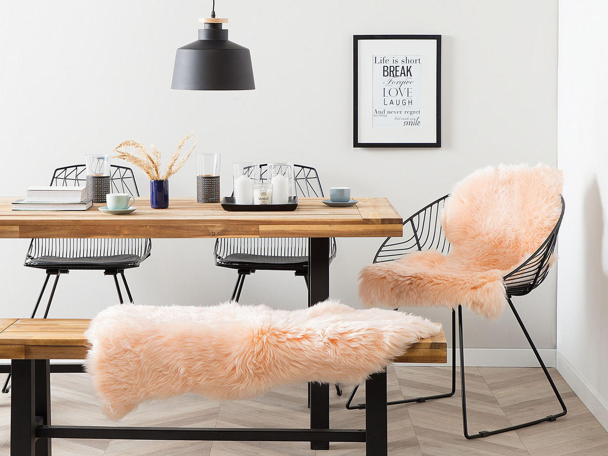 SHAGGY-SCHAFFELL Uluru 100/110/65 cm - Pink, Fell (65/100cm) - Beliani