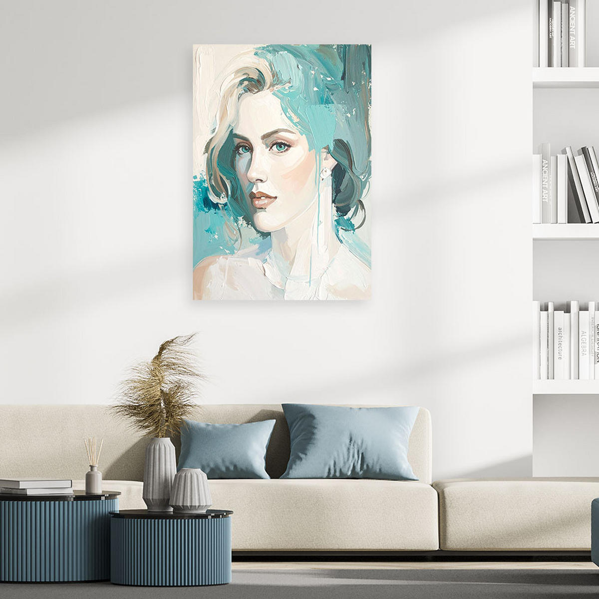 LEINWANDBILD Menschen & Charaktere 80x120cm - Türkis, Textil (80/120cm) - Feeby