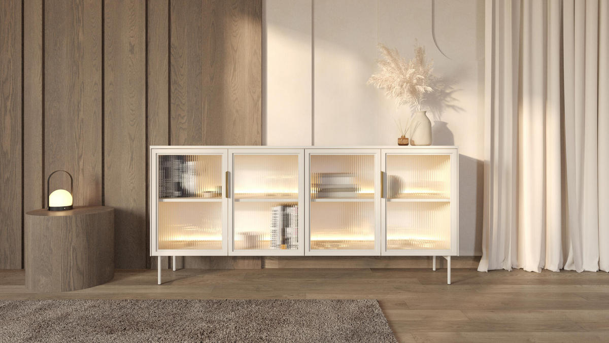 SIDEBOARD LUMI Beige 181x39x83 cm - Beige, Holzwerkstoff (181/83/39cm) - FURNLUX