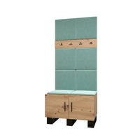 GARDEROBEN-SET 196/84/45,6 - Schwarz/Eiche Artisan, Holz/Kunststoff (84/196/45.6cm) - Abiks Möbel