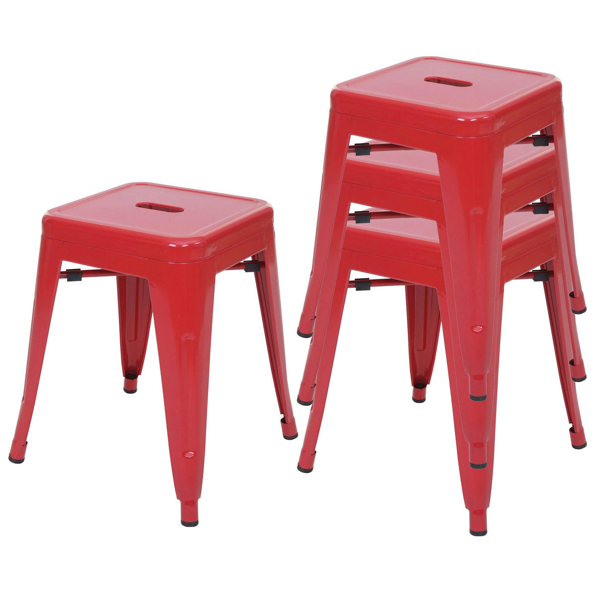 HOCKER Rot 4er-Set - Rot, Metall (39/46/39cm) - MCW