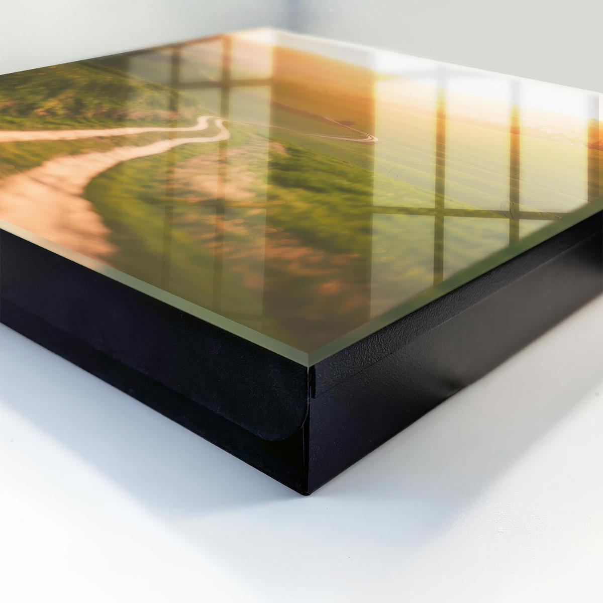 SCHLÜSSELBOX Schwarz 30x30 cm- Türöffnung nach rechts - Malerische Landschaft - Grün, Metall (30/30/5cm) - TULUP