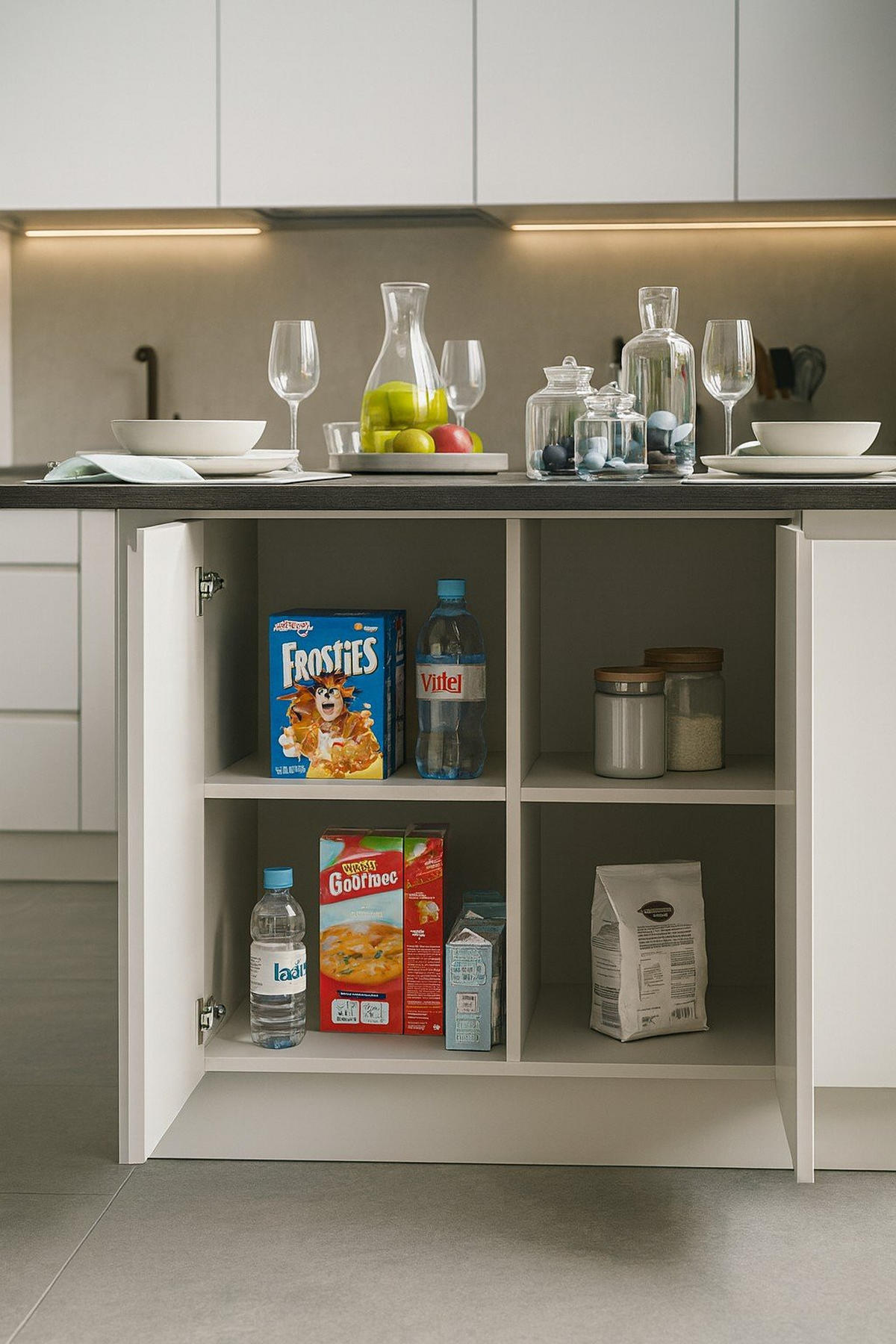 KÜCHENINSEL Glänzendes Weiß, Schiefer 90/155/90 cm - Schieferfarben/Weiß, Holzwerkstoff (155/90/90cm) - DMORA