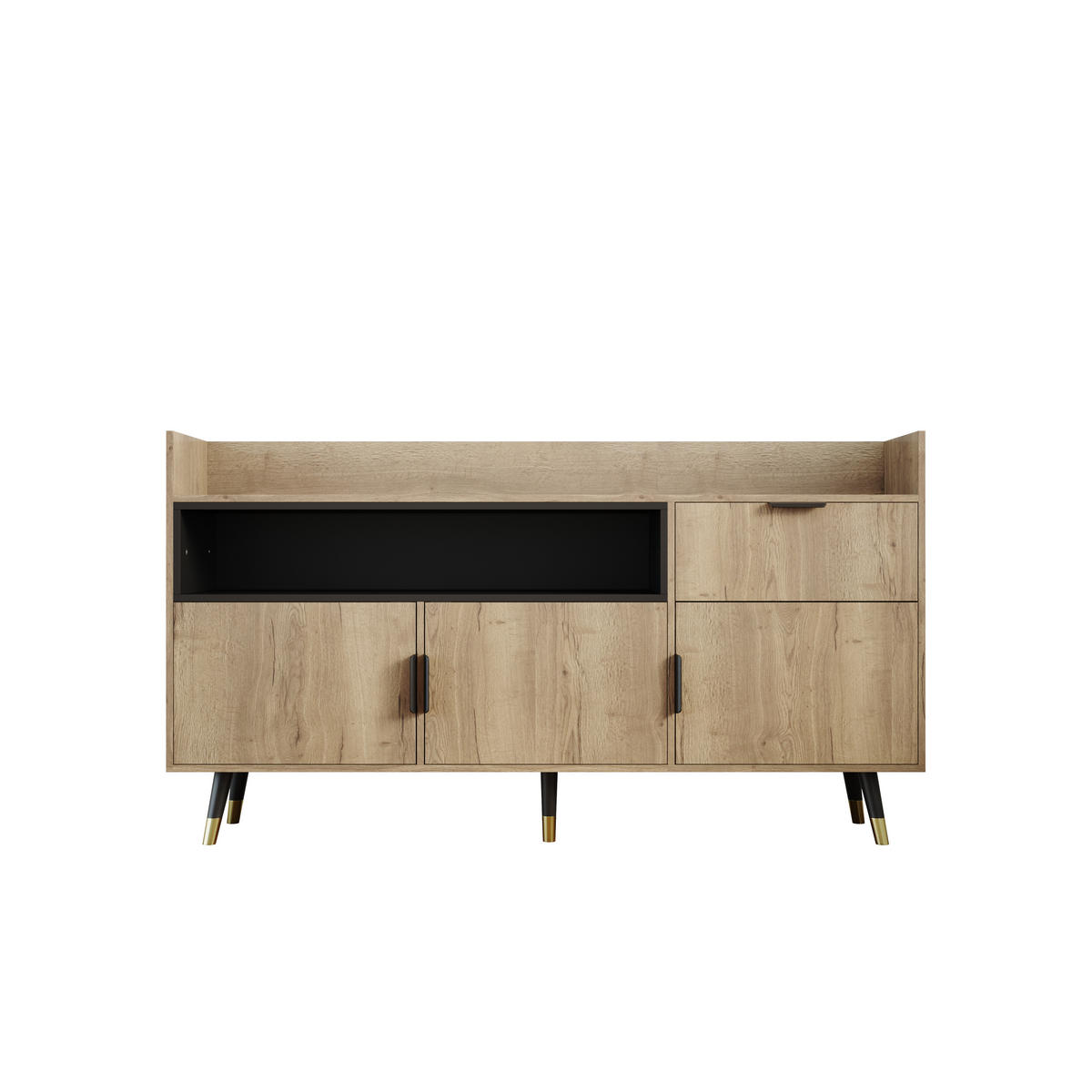 SIDEBOARD 160/35/82 cm mit 2 Türen, Schublade & offenem Fach in Natur - Naturfarben, Holzwerkstoff (160/82/35cm) - BEAOK