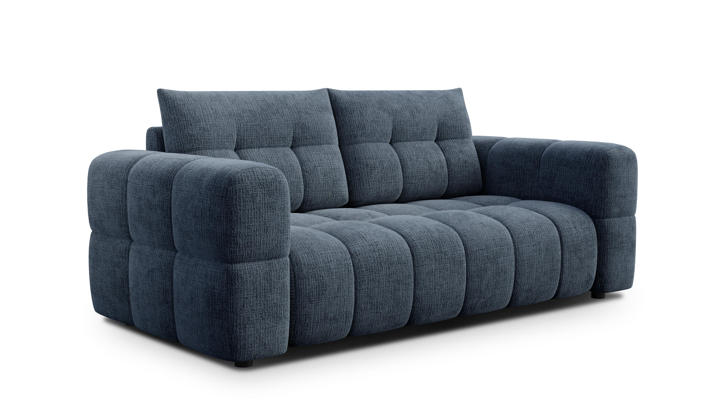 SOFA CLOUDI 2,5-Sitzer, marineblau - Blau/Schwarz, Holz/Textil (211/89/104cm) - Courtois Laville