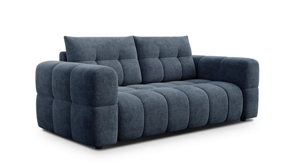 SOFA CLOUDI 2,5-Sitzer, marineblau - Blau/Schwarz, Holz/Textil (211/89/104cm) - Courtois Laville
