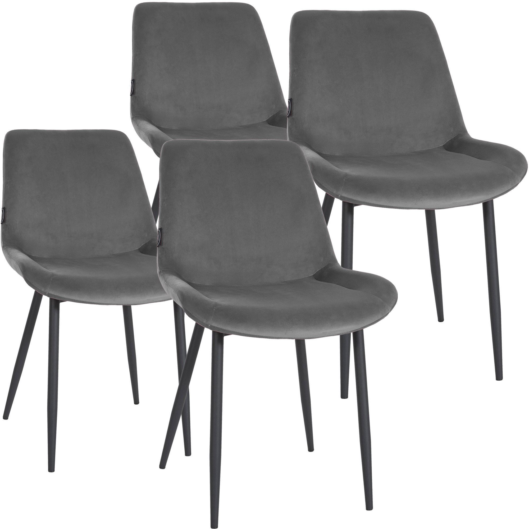 STUHL 4 Samt Grau - Schwarz/Grau, Textil/Metall (51/80/60cm) - CLP