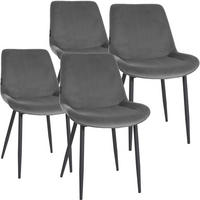 STUHL 4 Samt Grau - Schwarz/Grau, Textil/Metall (51/80/60cm) - CLP