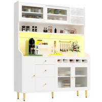 BUFFET 145/171/39 cm Weiß aus MDF und Glas mit LED-Beleuchtung - Weiß, Glas (39/171/145cm) - OKMYHOME