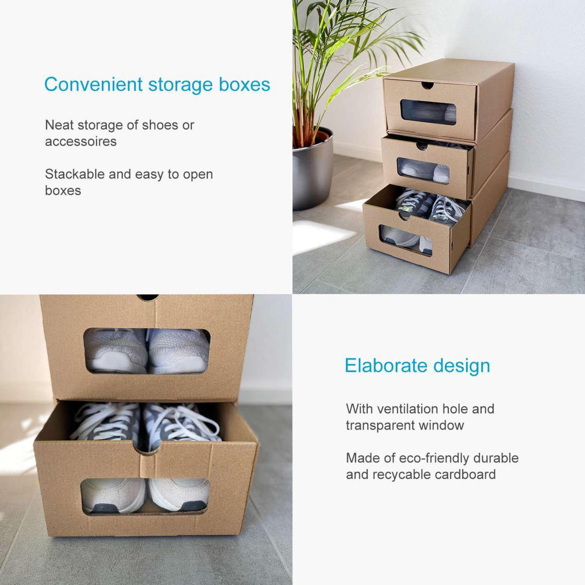 SCHUHBOXEN Set mit Sichtfenster (10-tlg. Set) - Braun, Karton (35/13.5/23cm)