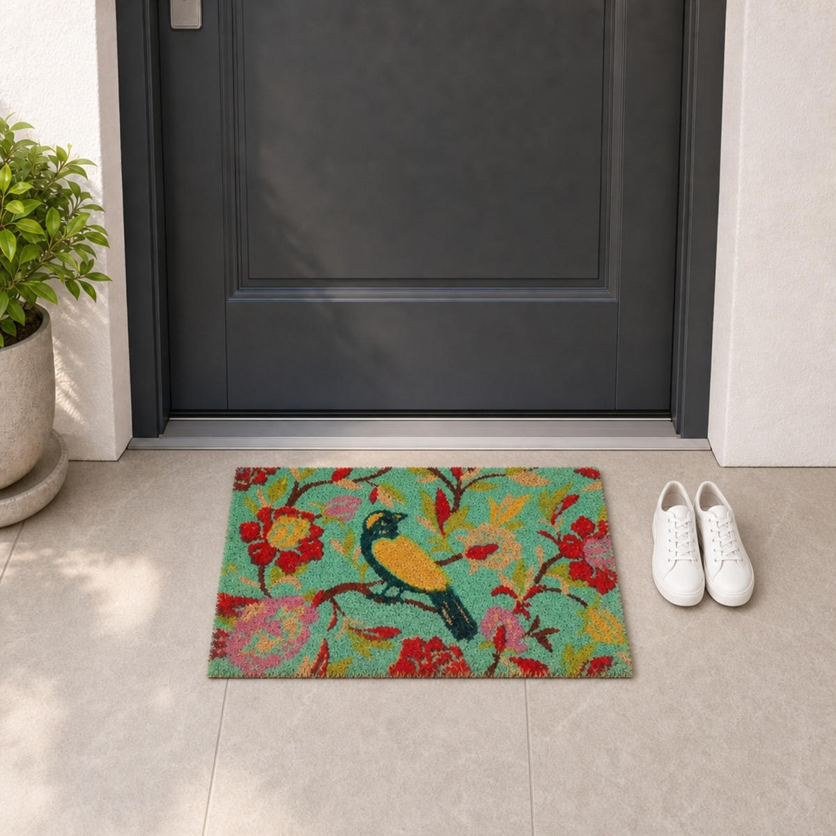 ROHOŽKA Barevná kokosové vlákno motiv ptáka 60x40 cm - různobarevná, textil/plast (60/40cm) - Relaxdays