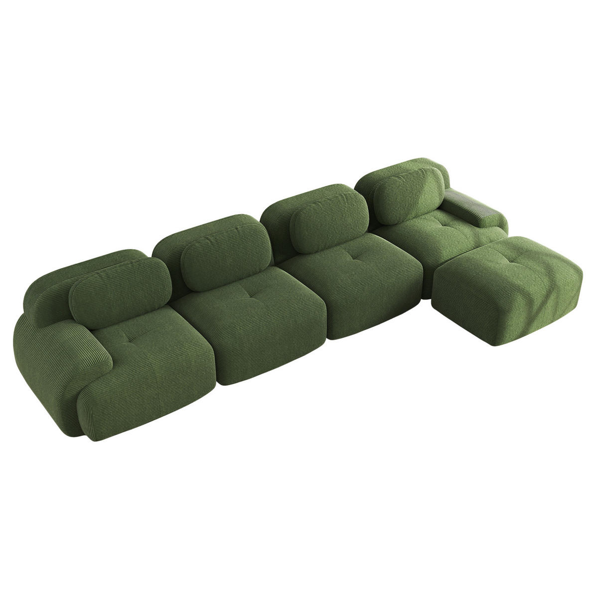 SOFA modular Ecksofa Cordstoff Green montagefrei - Grün, Kunststoff (178/388cm) - Meubliv