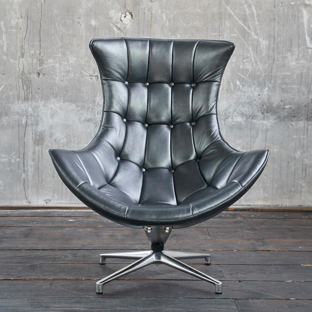 DREHSESSEL SKIO Silbergrau Leder - Silberfarben, Leder (87/99/89cm) - KAWOLA