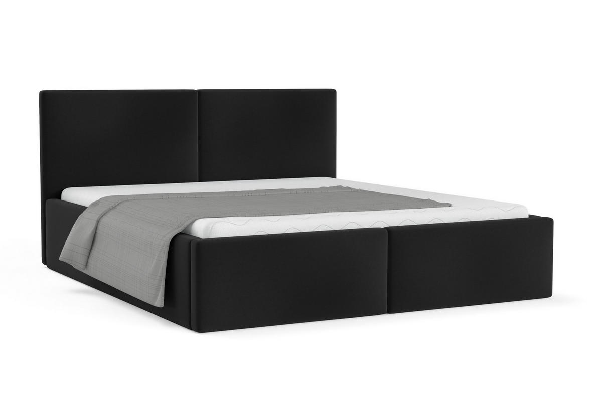 POLSTERBETT BEN 180/200 in Velours Schwarz - Schwarz, Holz/Holzwerkstoff (180/200cm) - Deine Möbel 24