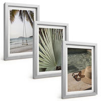 BILDER SET 3er Set - 20x30 cm Silberner Rahmen - Strandschaukel-Blätterurlaub - Silberfarben, Kunststoff (20/30cm) - TULUP
