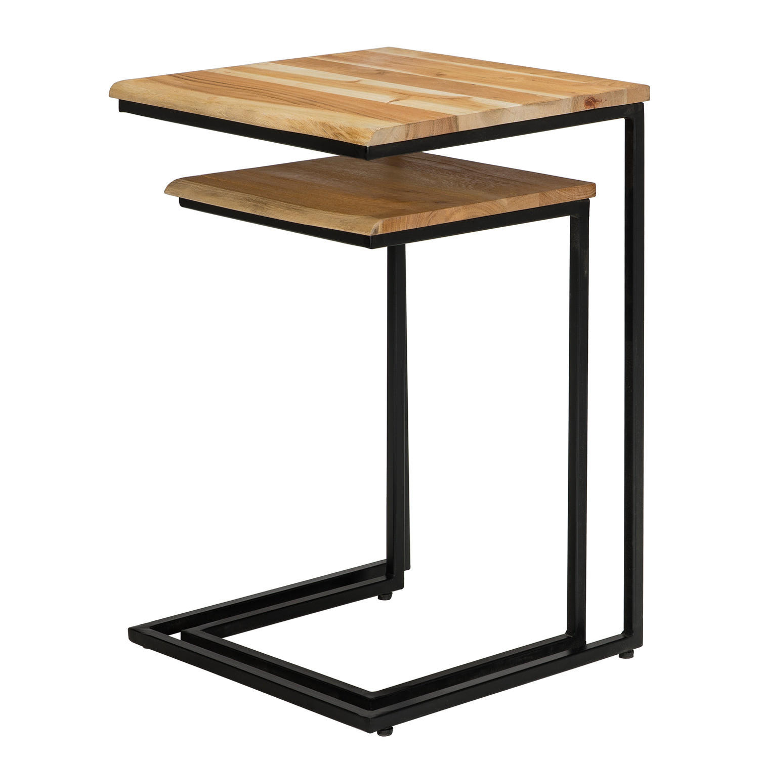 BEISTELLTISCH-SET - Akazie / Schwarz, 2-teilig - Schwarz/Akaziefarben, Holz (38/38/60cm) - home24