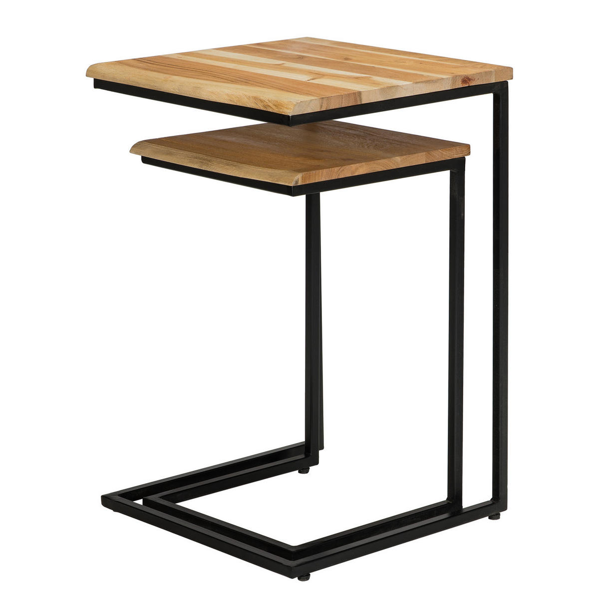 BEISTELLTISCH-SET - Akazie / Schwarz, 2-teilig - Schwarz/Akaziefarben, Holz (38/38/60cm) - home24