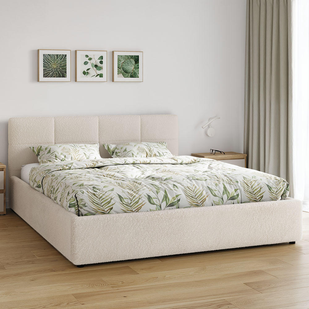 POLSTERBETT 160×200 mit Bettkasten und Lattenrost Mika Teddy-10 Beige Velours - Beige, Holz/Textil (160/200cm) - Jana