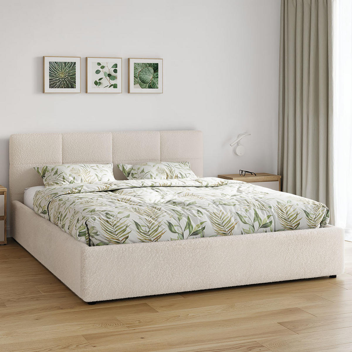 POLSTERBETT 160×200 mit Bettkasten und Lattenrost Mika Teddy-10 Beige Velours - Beige, Holz/Textil (160/200cm) - Jana