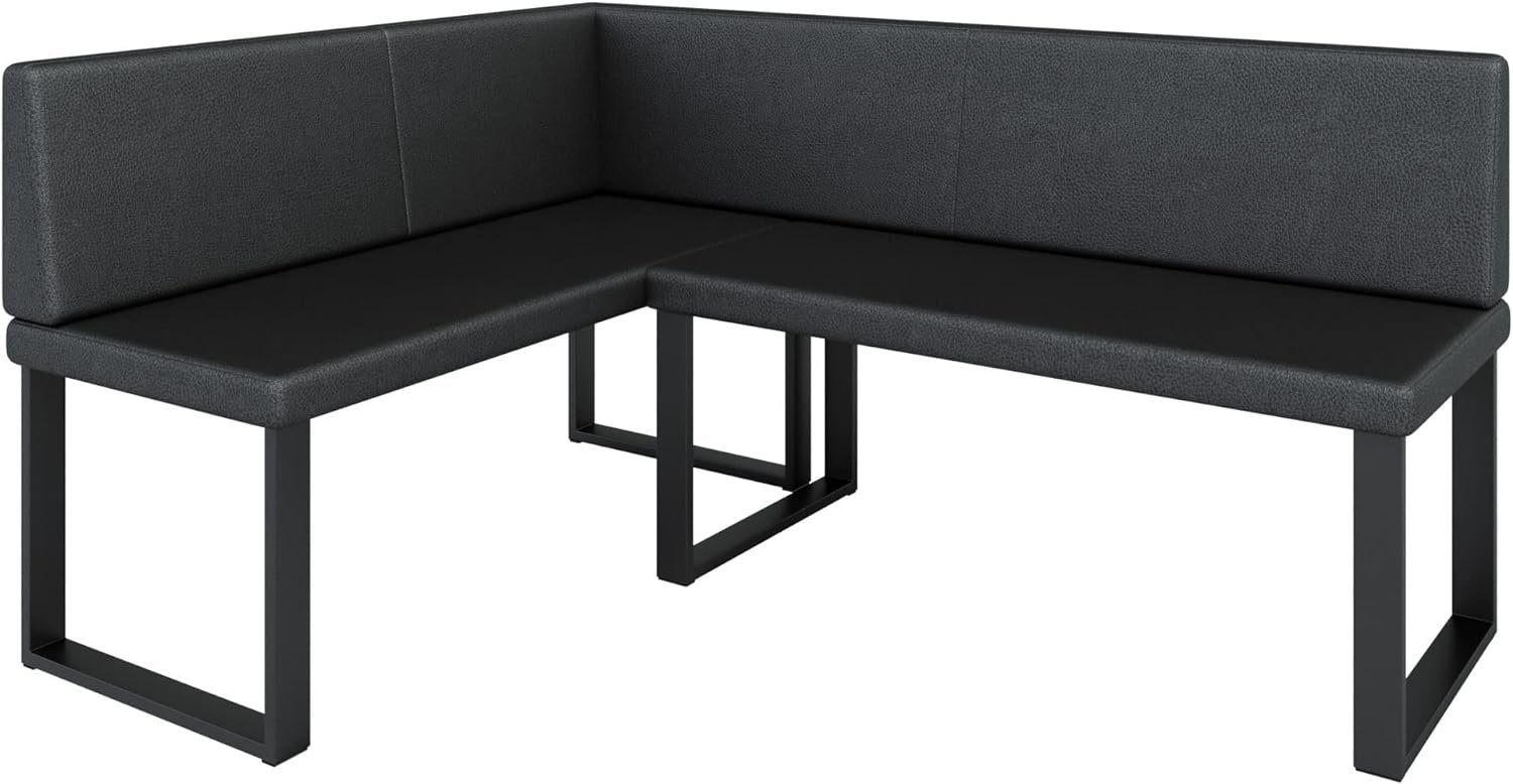 ECKBANK Alina - Kunstleder - 142 x 196 cm - Links - Schwarz - Schwarz, Leder/Metall (196/142cm) - AN-Moebel 4u