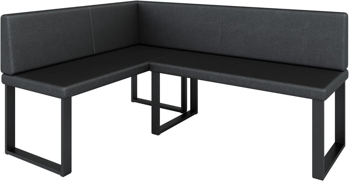 ECKBANK Alina - Kunstleder - 142 x 196 cm - Rechts- Schwarz - Schwarz, Leder/Metall (142/196cm) - AN-Moebel 4u