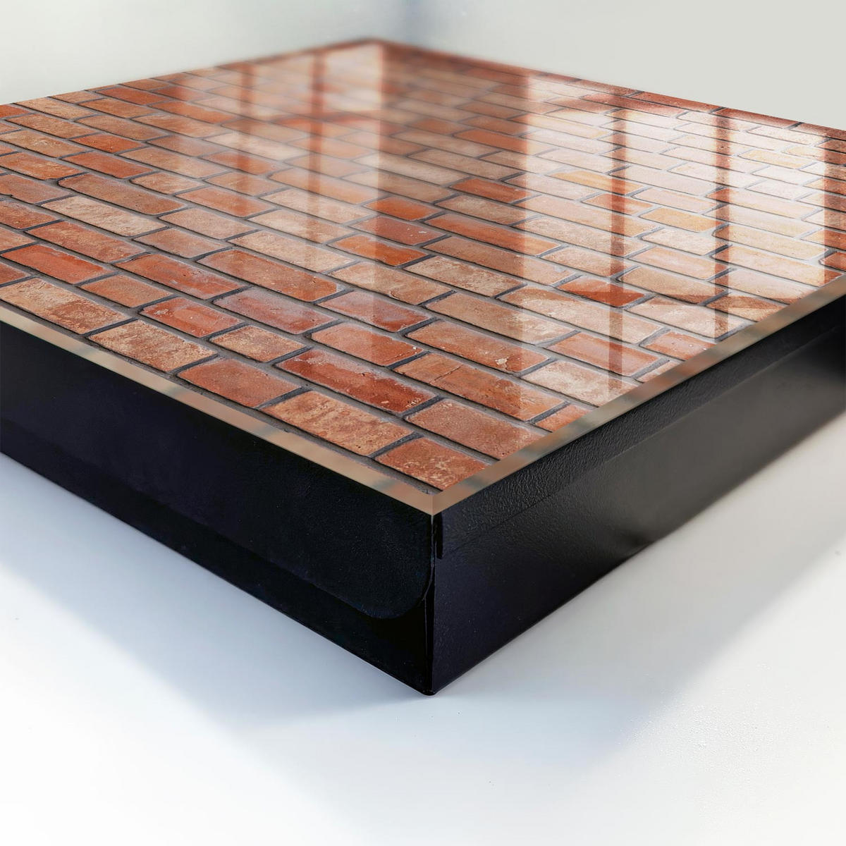 SCHLÜSSELBOX Schwarz 30x30 cm- Türöffnung nach rechts - Ziegelmauer - Braun, Metall (30/30/5cm) - TULUP