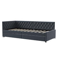 POLSTERBETT Tagesbett 90/200 cm mit Ausziehbarer Tandemliege Samtoptik Grau - Grau, Textil (90/200cm) - Creahappy