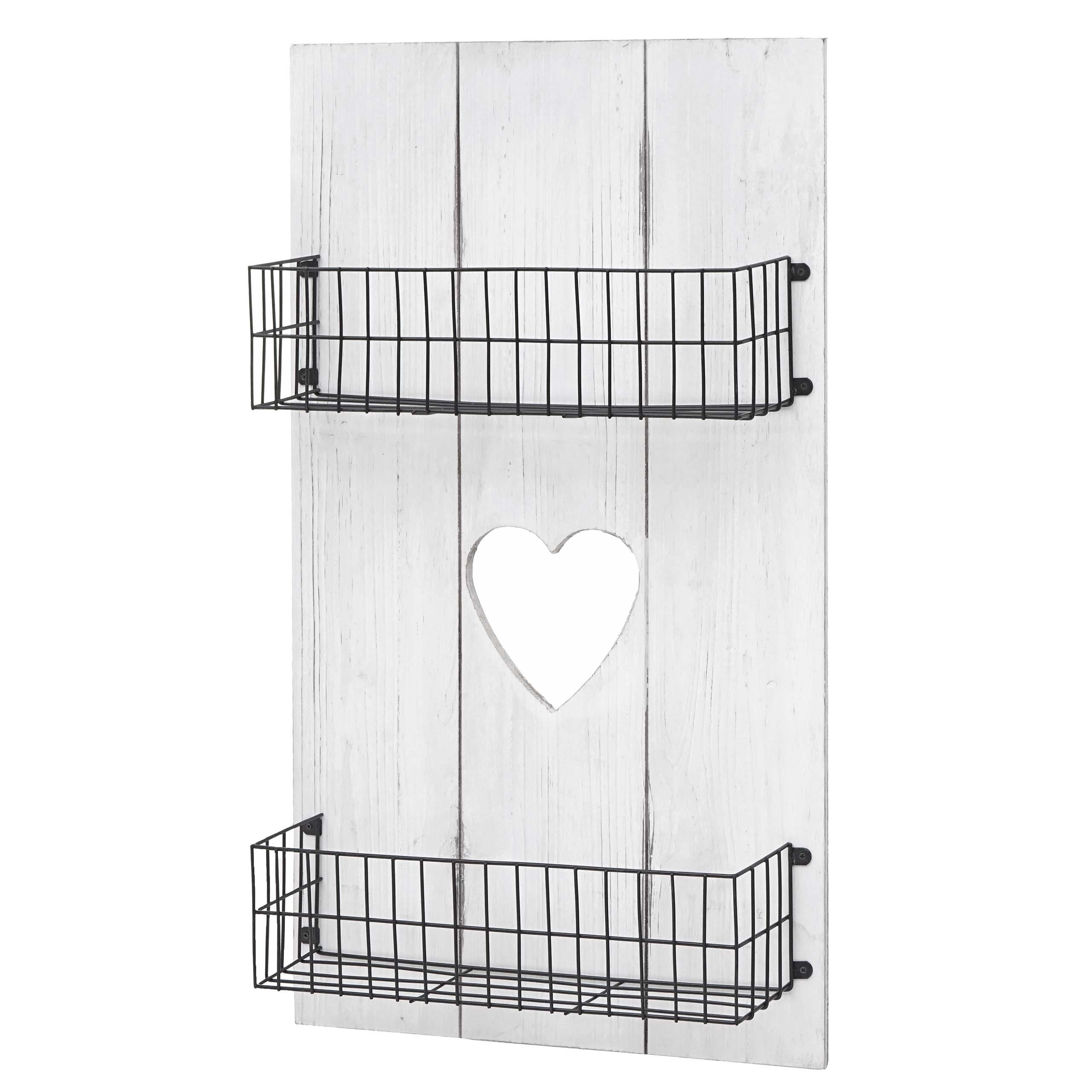 WANDREGAL MASSIVHOLZ SHABBY Weiß, Schwarz - Schwarz/Weiß, Holz (40/70/10cm) - MCW