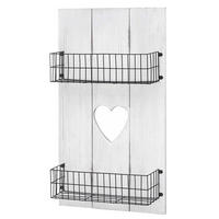 WANDREGAL MASSIVHOLZ SHABBY Weiß, Schwarz - Schwarz/Weiß, Holz (40/70/10cm) - MCW
