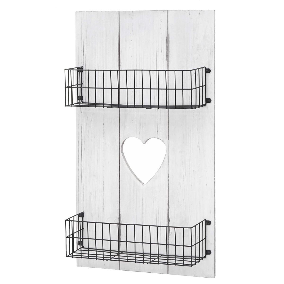 WANDREGAL MASSIVHOLZ SHABBY Weiß, Schwarz - Schwarz/Weiß, Holz (40/70/10cm) - MCW
