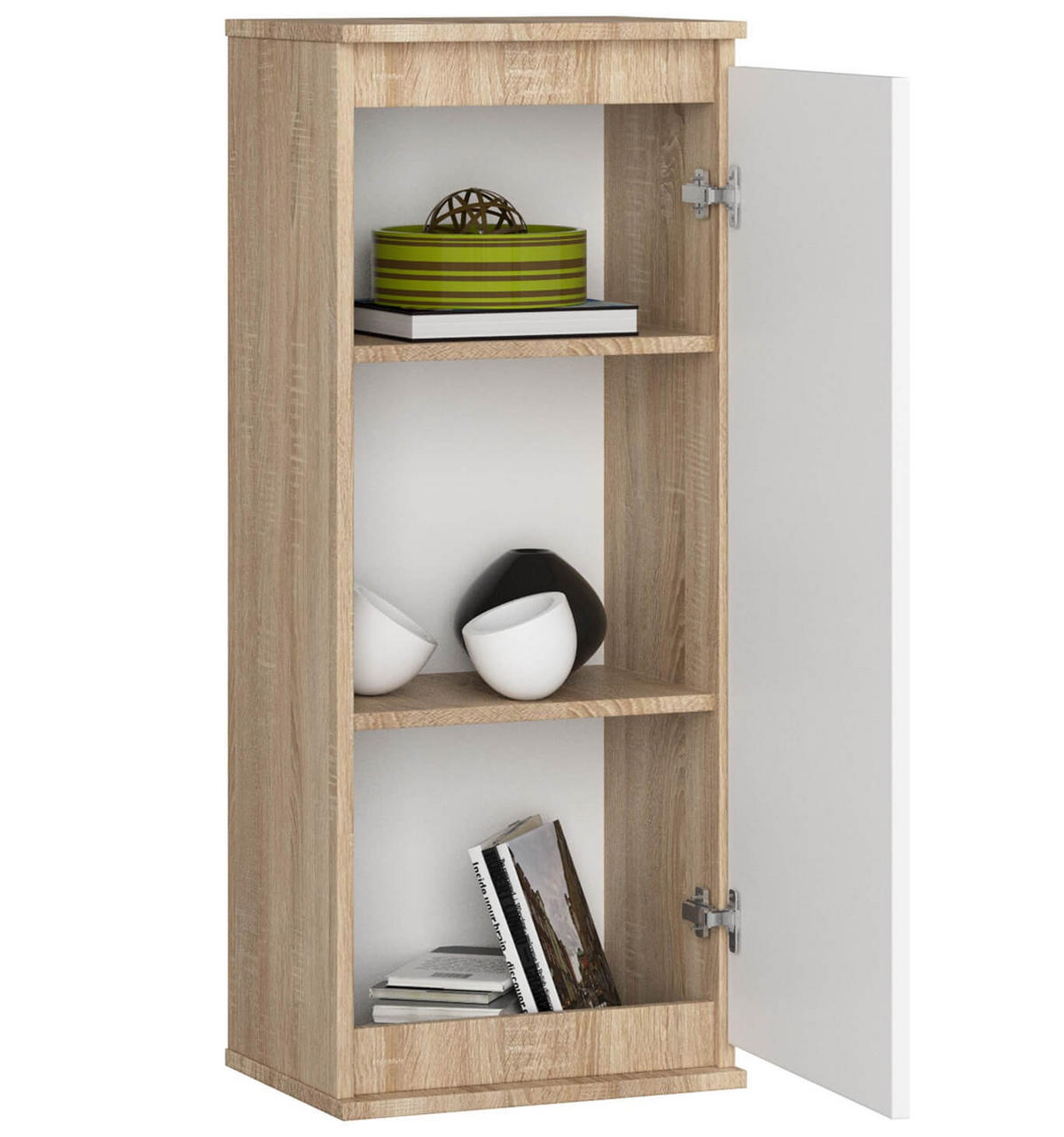 WANDSCHRANK Sonoma Eiche, Weiß 40x30x99 cm - Weiß/Sonoma Eiche, Holzwerkstoff (40/99/30cm) - Akord