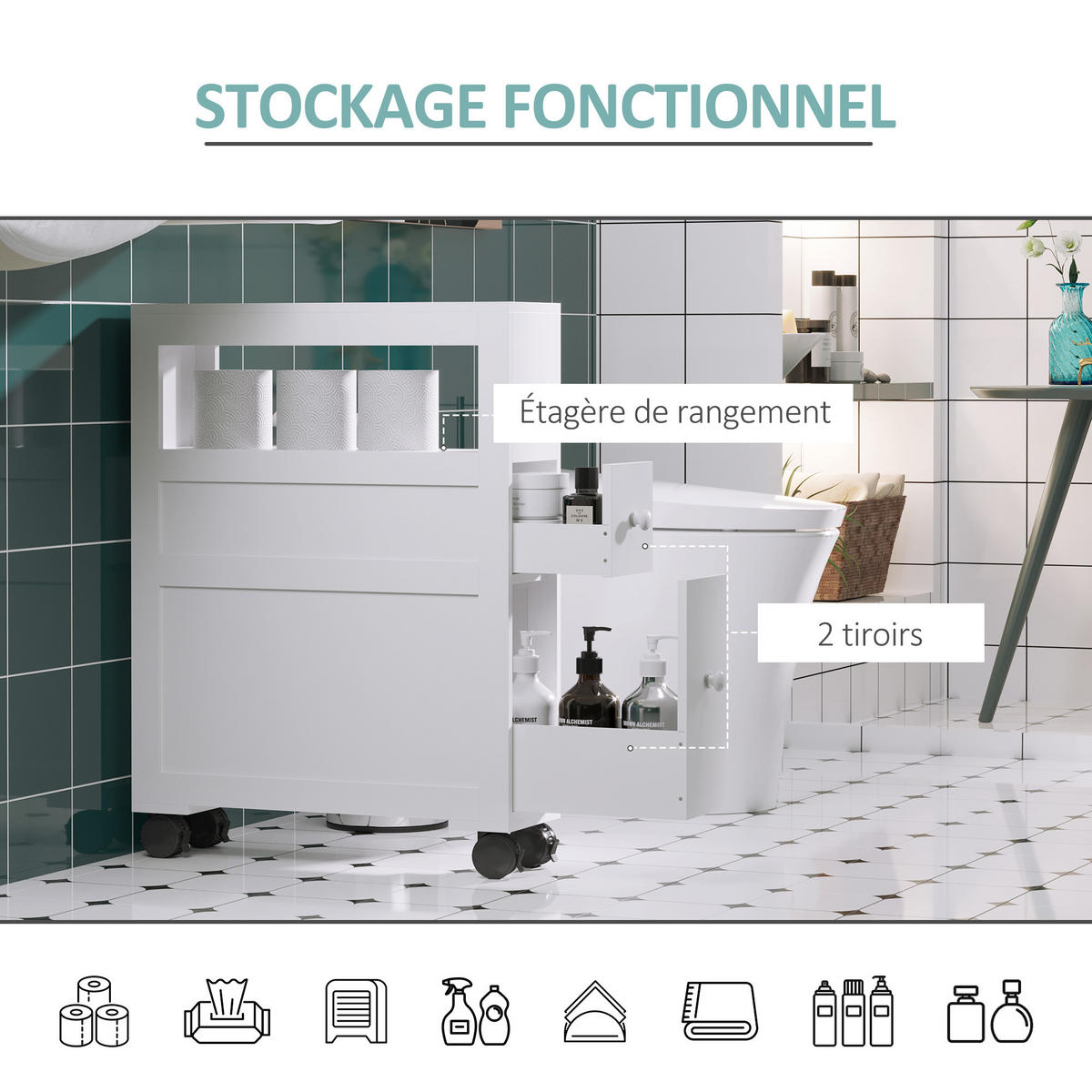 BADSCHRANK Weiß 16/52/71,5 cm - Weiß, Holzwerkstoff (52/71.5/16cm) - PANGIVO