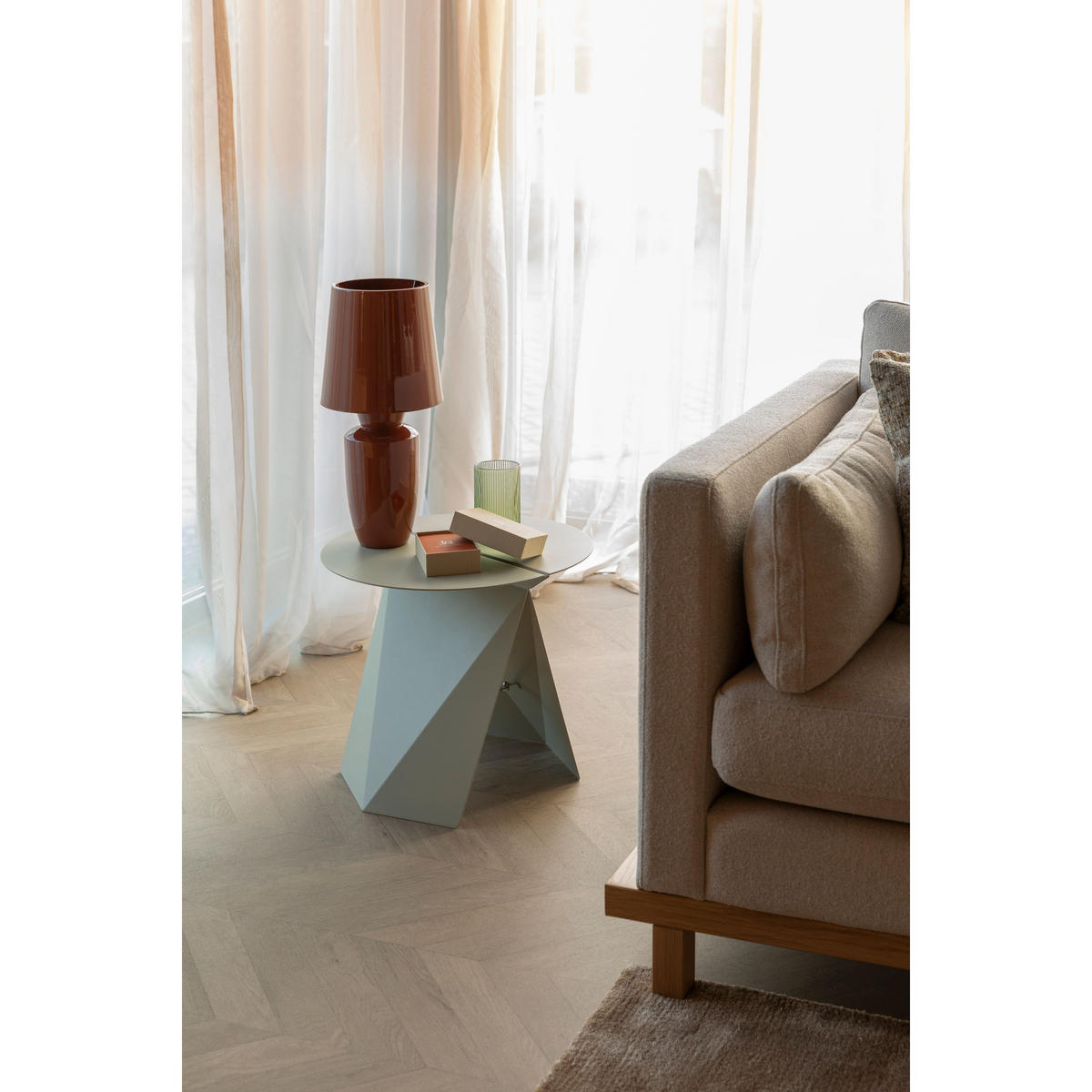 BEISTELLTISCH Foldy Beige - Beige, Metall (45/45.8/40.5cm) - Zuiver