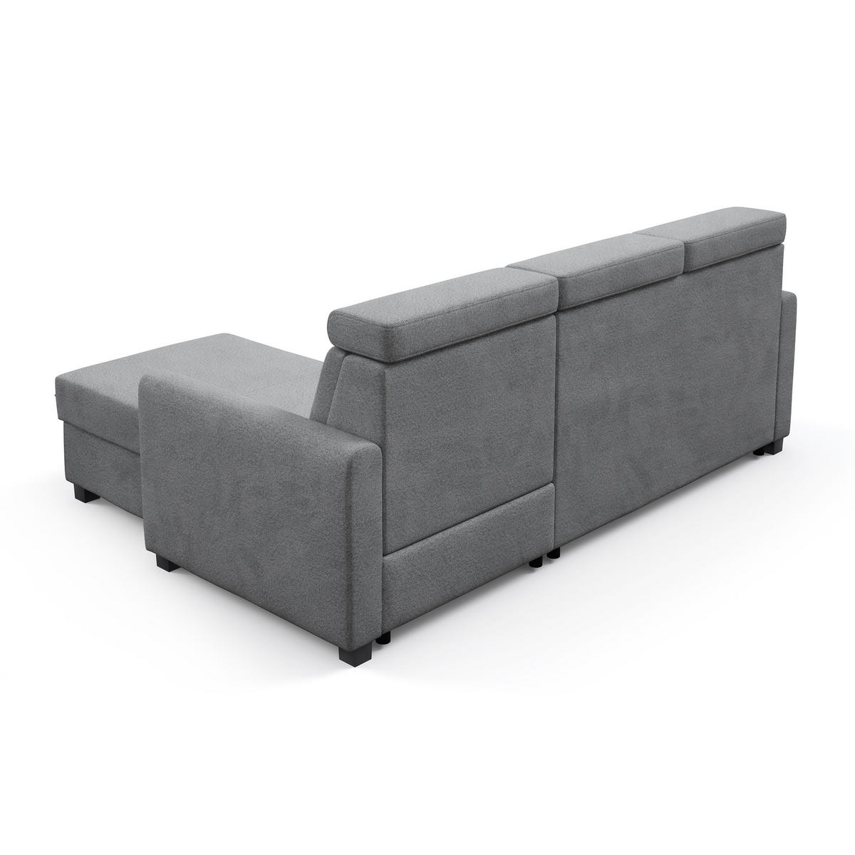 ECKSCHLAFSOFA Milano, Hellgrau, rechts - Hellgrau/Schwarz, Textil (217/166cm) - Beautysofa