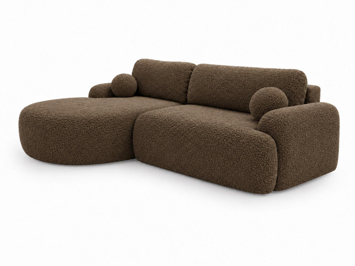 ECKSOFA Aurio Dunkelbraun Links - Dunkelbraun, Holz/Textil (177/261cm) - Graingold