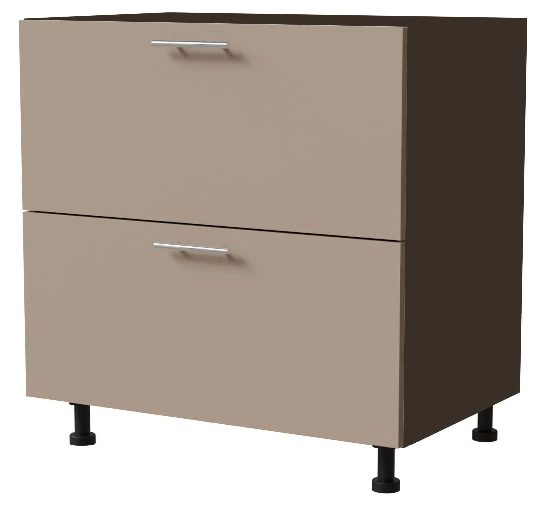 SCHUBLADENUNTERSCHRANK Brerra D2R/80 Korpus lava / Front RAL 1019 graubeige Matt 80 / 50 / 82 cm Schubladensystem REJS Comfort Box - Dunkelgrau/Graubraun, Holz/Holzwerkstoff (80/82/50cm) - Feldmann-Wohnen