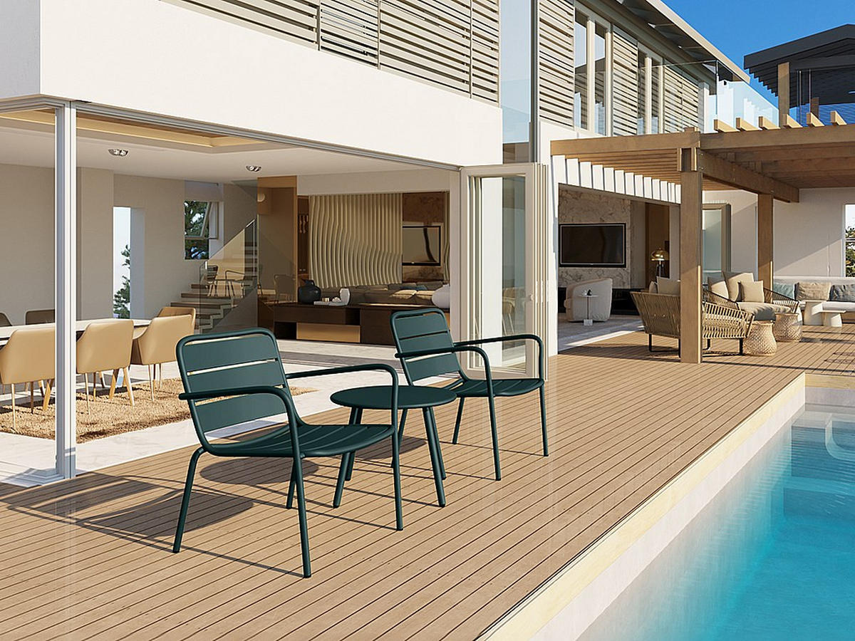 GARTENSITZGRUPPE im Set - 2 -Sitzer - Stahl - tannengrün - MIRMANDE - Waldgrün, Metall - Vente-Unique