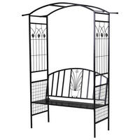 SITZBANK, Bogendach, 154 x 60 x 205 cm, Metall, Schwarz - Schwarz, Metall (154/205/60cm) - Outsunny