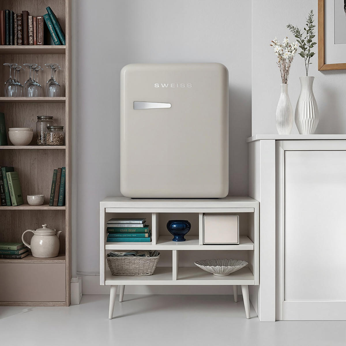 MINIKÜHLSCHRANK WEISS8 Beige, Retro, 31 L - Beige, Metall (42/54/48cm) - SWEISS