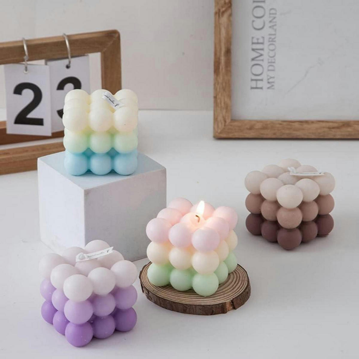 KERZENSET 2-teilig Bubble Candle Ombre Duftkerze Sojawachs - Multicolor, Paraffin (6cm)