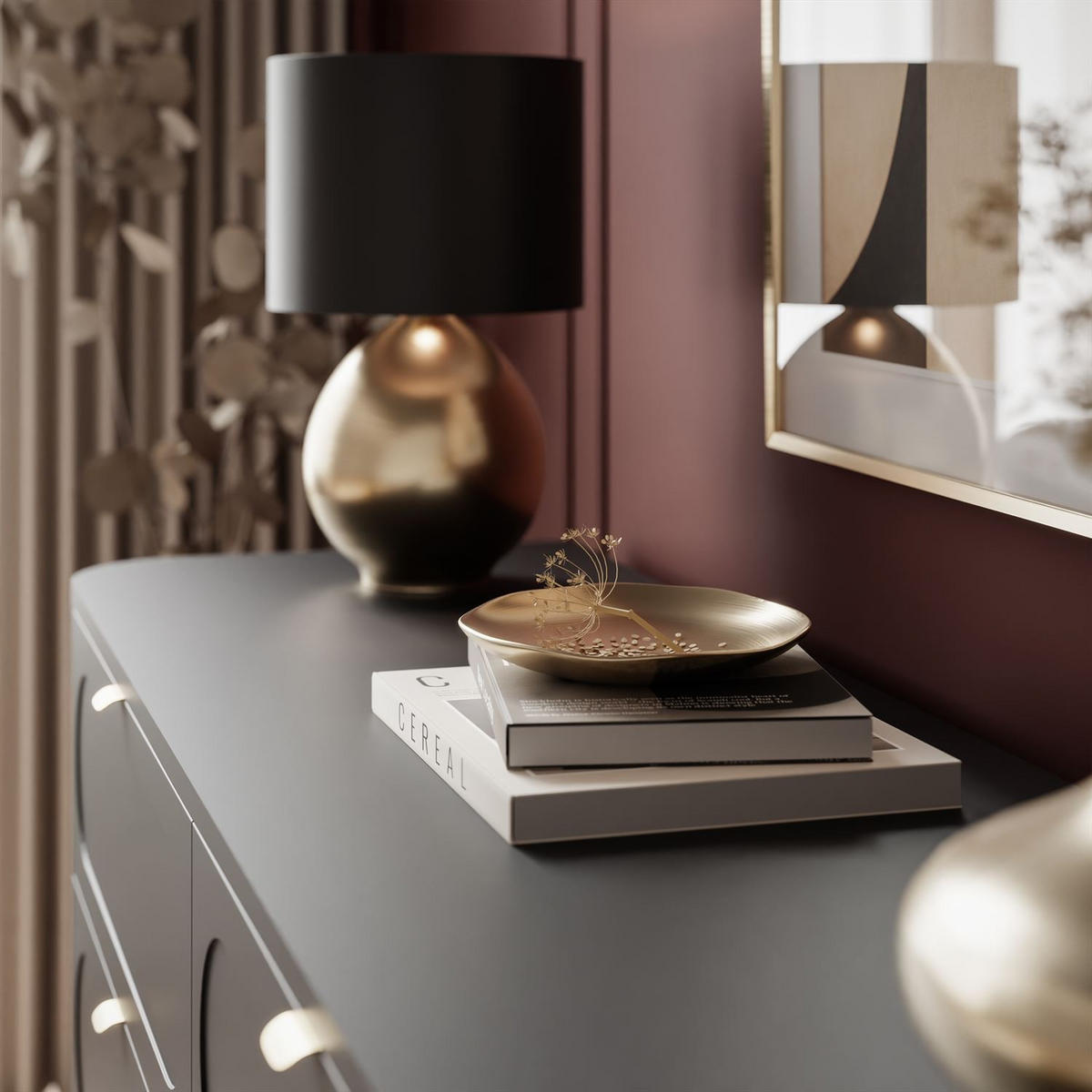 KOMMODE SHADOW II 6S mit Schubladen - Goldfarben/Schwarz, Holzwerkstoff (138/73/40cm) - Lookway