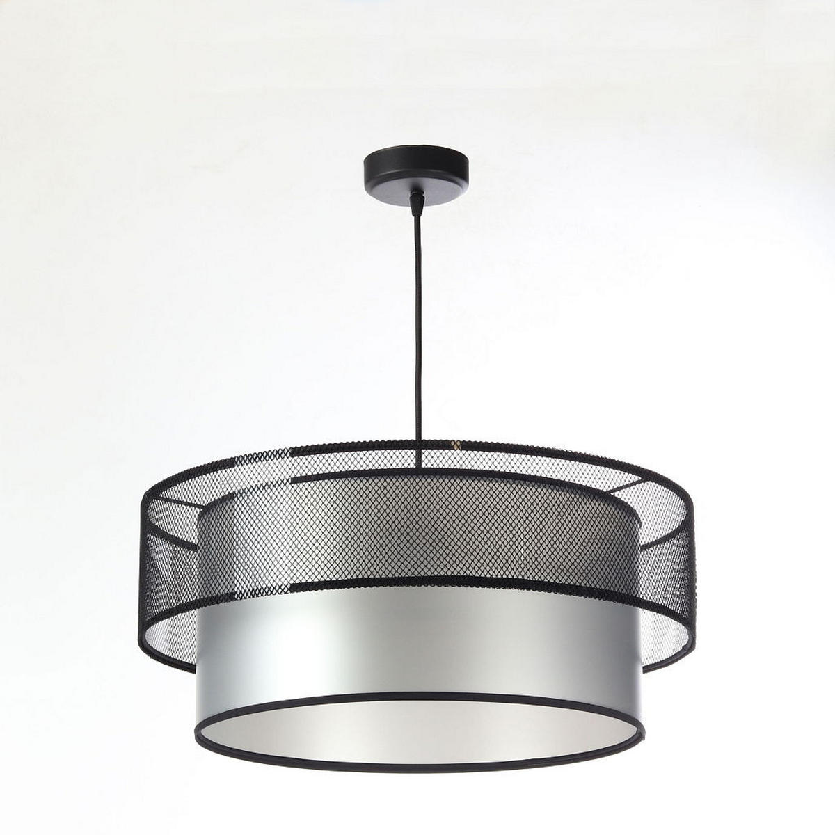 HÄNGELEUCHTE Schwarz 60/20 cm - Silberfarben/Schwarz, Kunststoff (60/1/20cm) - ONZENO