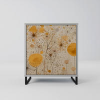 SIDEBOARD MORNING GLADE, Grau, 57,5x42x67,5 cm, Schwarze Metall-Rahmenfüße - Multicolor/Schwarz, Holzwerkstoff/Metall (57.5/67.5/42cm) - SpaceRebels